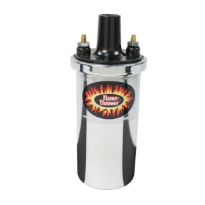 Flame Thrower Coil, 3 Ohm, 40000 Volt, Oil Filled, Chrome