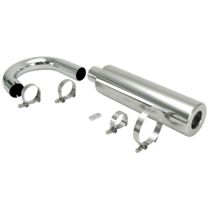 Stainless Racing Muffler, with U-Bend, for 2 Outlet Header