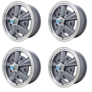 5 Rib Wheels Grey, 5.5 Wide, Fits 5 on 205mm VW
