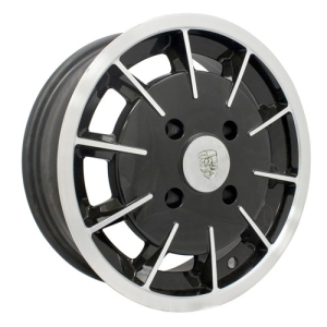 Gasser Wheel, Black with Polished Lip, 5.5 Wide 5 on 130mm