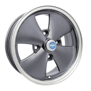 4 Spoke Wheel, Grey Finish, 5.5 Wide, Fits 4 on 130mm VW