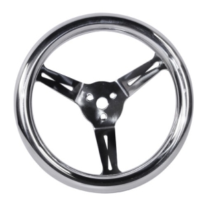 Steering Wheel, 12 Diameter, 3 In Dish, 3 Spoke, Stainless