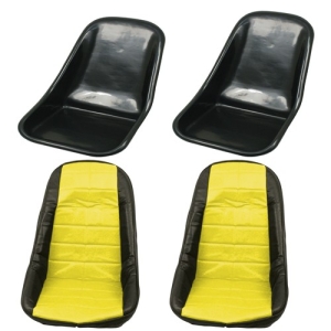 Low Back Seat Shells, Impact Plastic with Yellow Covers Pair