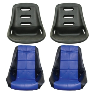 Low Back Poly Seat Shells, With Black & Blue Seat Cover