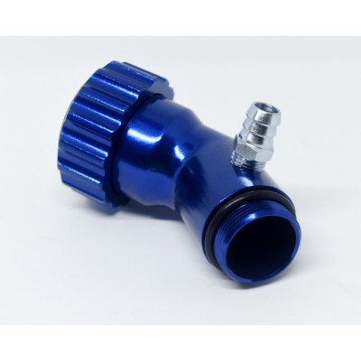 Angled Oil Filler Extension, With Grooved Cap, Blue